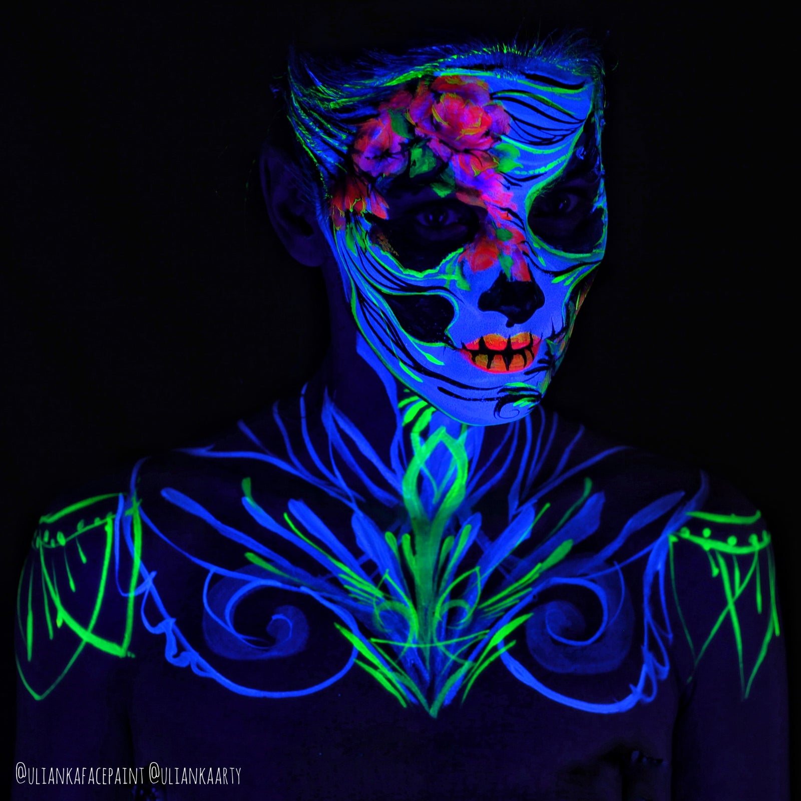 UV Skull Face Paint (unedited) : r/MakeupAddiction