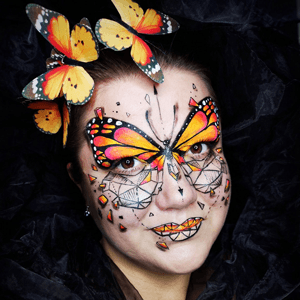 Butterfly Camouflage Face Paint Design by Marina 