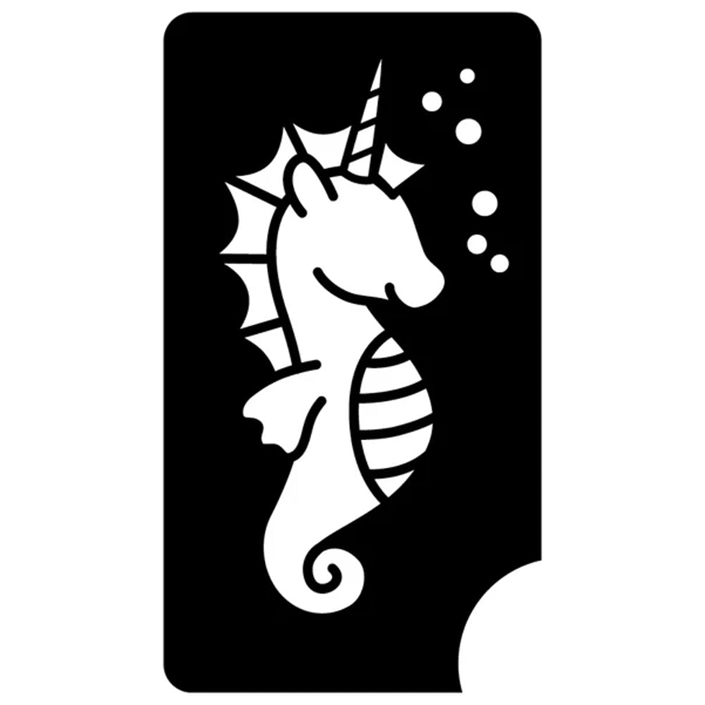 Art Factory Glitter Tattoo Stencil - Seahorse Unicorn 219 (5/PK)