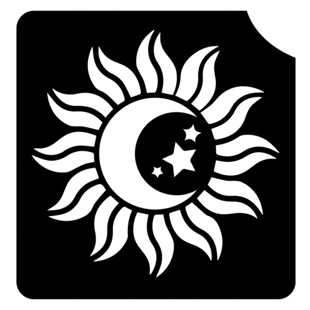 Art Factory Glitter Tattoo Stencil - Sun and Moon 594 (5/PK