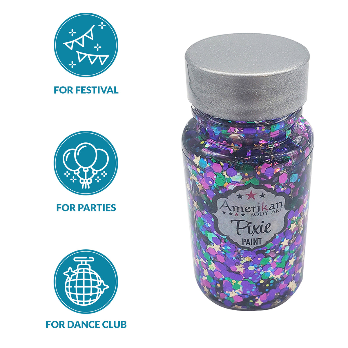 Pixie Paint Glitter Gel - Mardi Gras - Limited Edition Party Size 1.3 oz