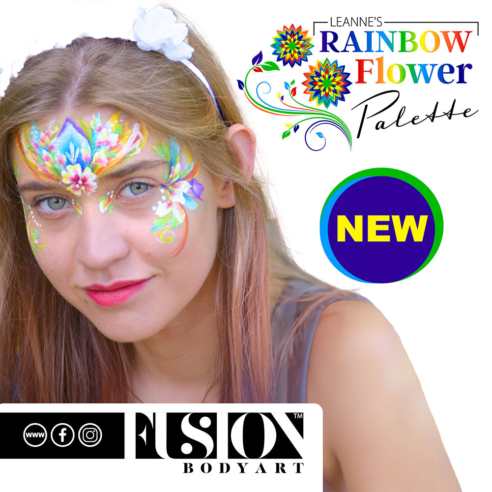 Fusion Body Art Face Painting Palette - Leanne&#39;s Rainbow Flower (6 x 10 gm)