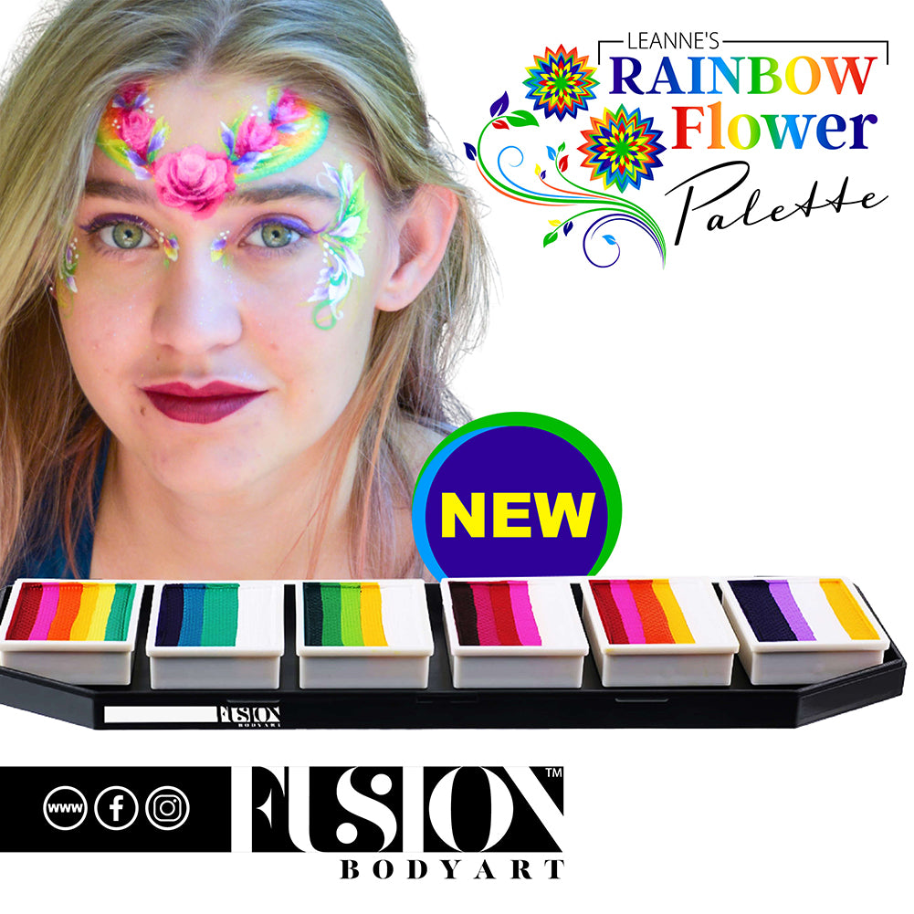 Fusion Body Art Face Painting Palette - Leanne&#39;s Rainbow Flower (6 x 10 gm)