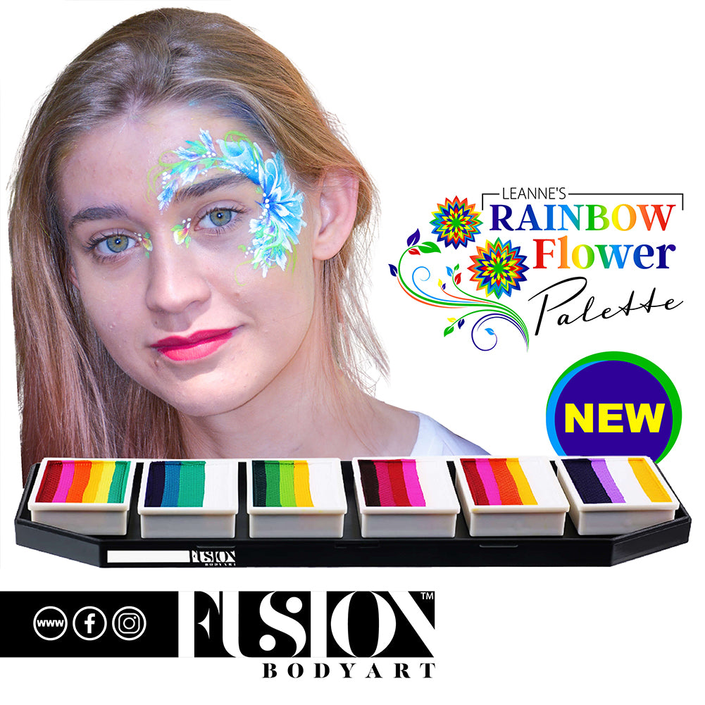 Fusion Body Art Face Painting Palette - Leanne&#39;s Rainbow Flower (6 x 10 gm)