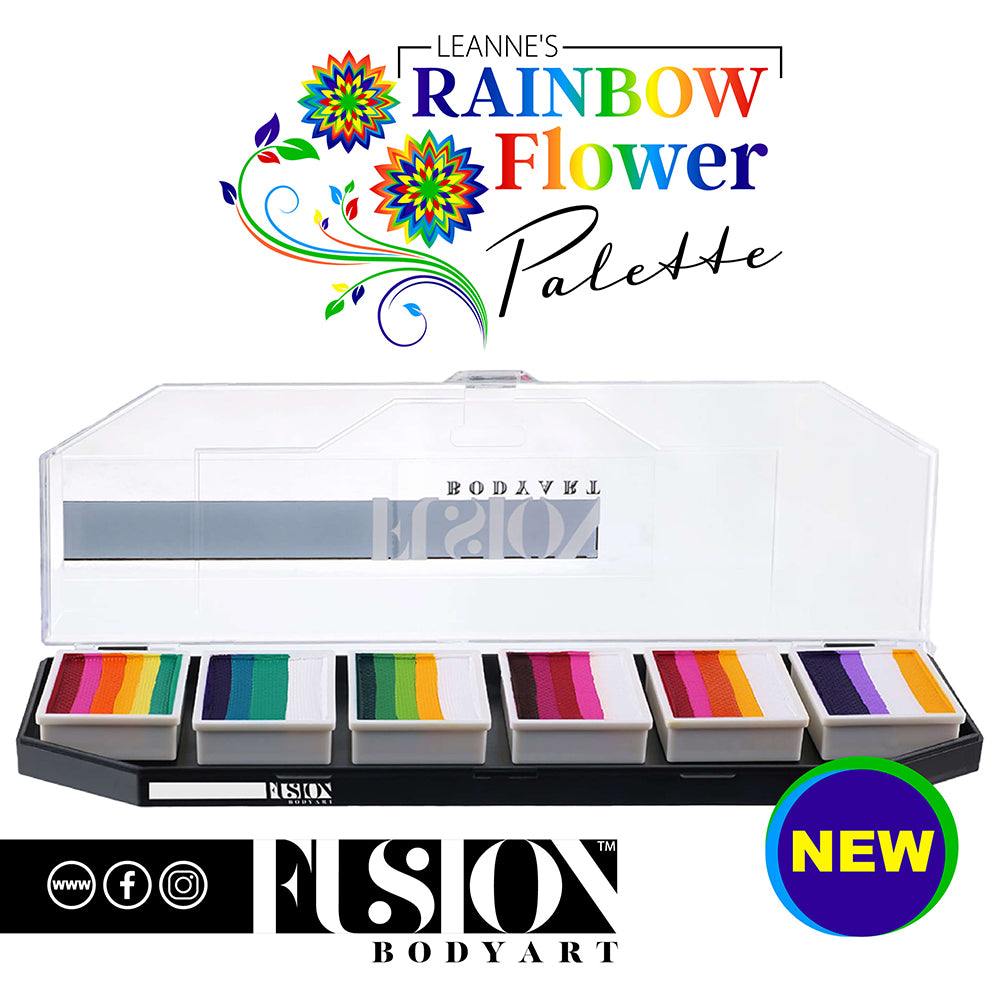 Fusion Body Art Face Painting Palette - Leanne&#39;s Rainbow Flower (6 x 10 gm)