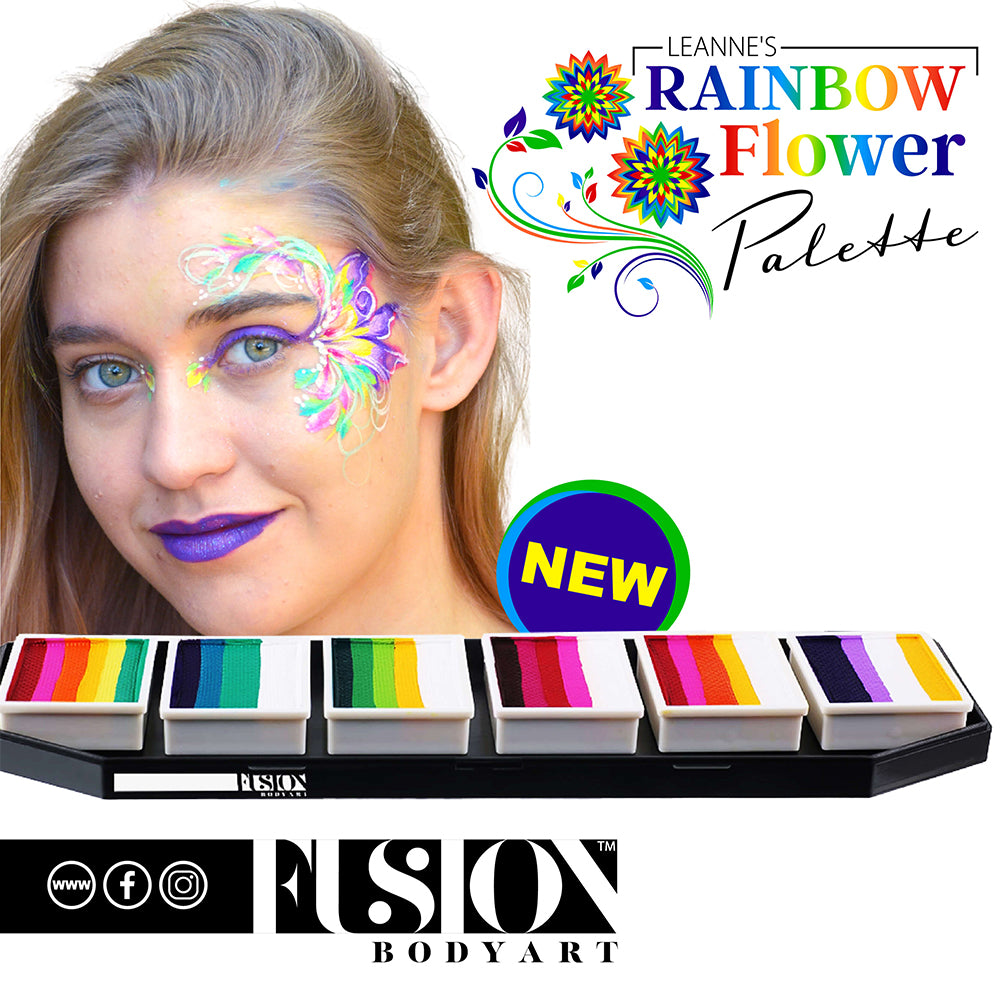 Fusion Body Art Face Painting Palette - Leanne&#39;s Rainbow Flower (6 x 10 gm)