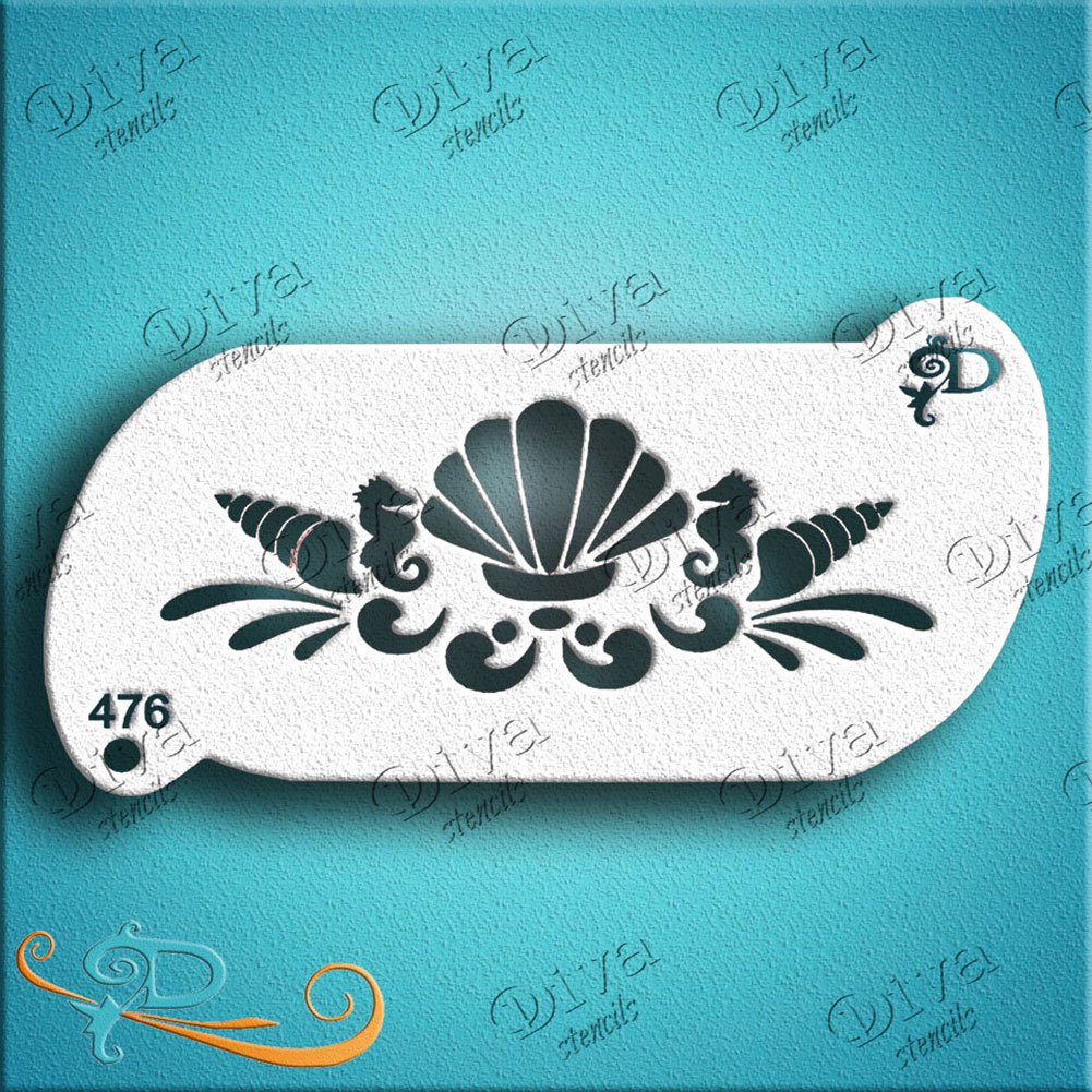 Diva Face Painting Stencil - Forehead Seahorse Band
