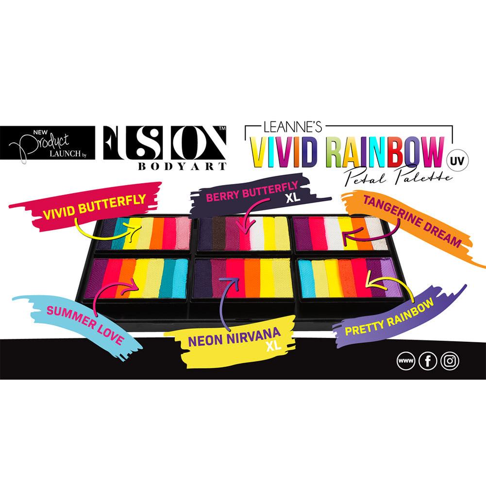 Fusion Body Art Spectrum FX Palette - Leanne&#39;s Vivid Rainbow Petal Palette