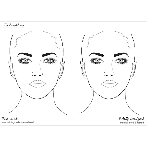 Sally-Ann Lynch Face Painting Practice Board - 2 Female Faces 0001 A3 - Facepain
